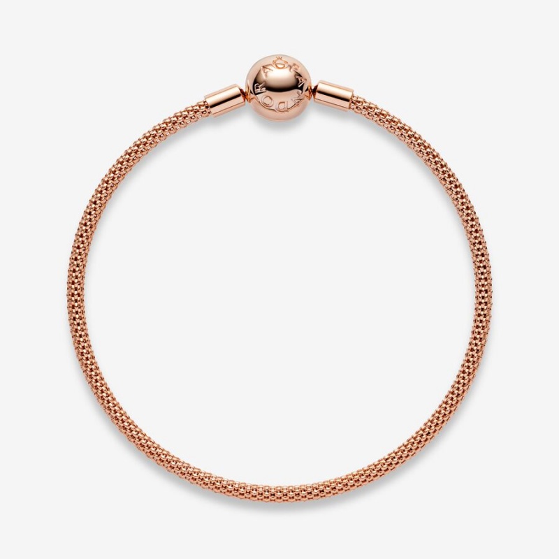 Rose Gold Plated Pandora Moments Mesh Charm Bracelets | ICBT46957