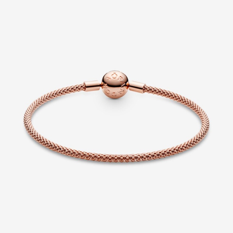 Rose Gold Plated Pandora Moments Mesh Charm Bracelets | ICBT46957