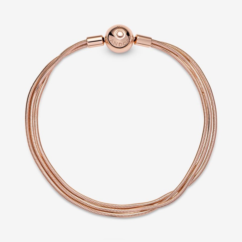 Rose Gold Plated Pandora Moments Multi Snake Chain Bracelets | KOSQ87246