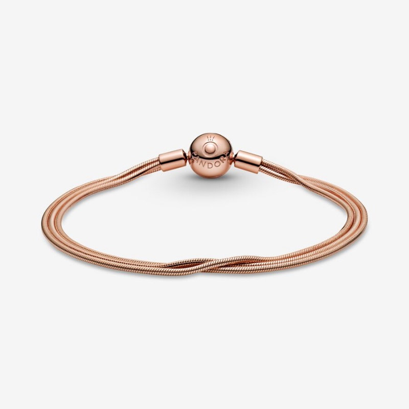 Rose Gold Plated Pandora Moments Multi Snake Chain Bracelets | KOSQ87246