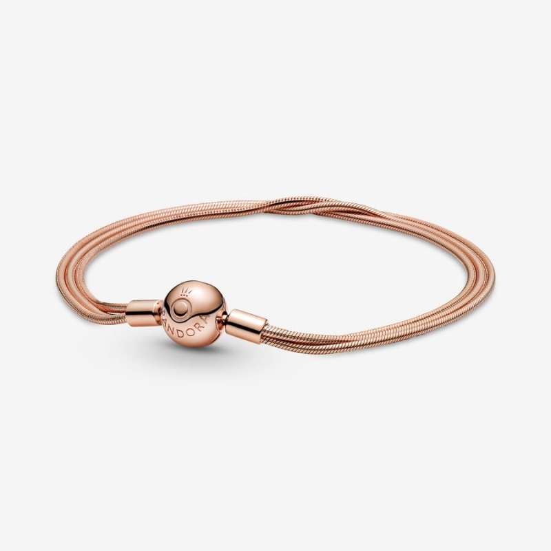 Rose Gold Plated Pandora Moments Multi Snake Chain Bracelets | KOSQ87246