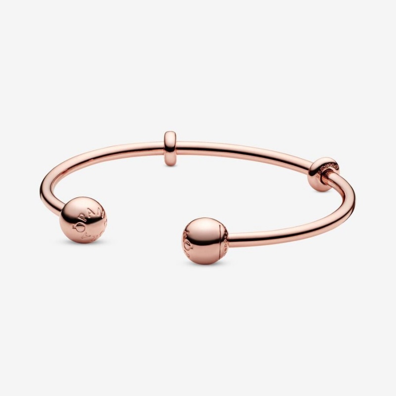 Rose Gold Plated Pandora Moments Open Bangle Bangles | KNIG42960