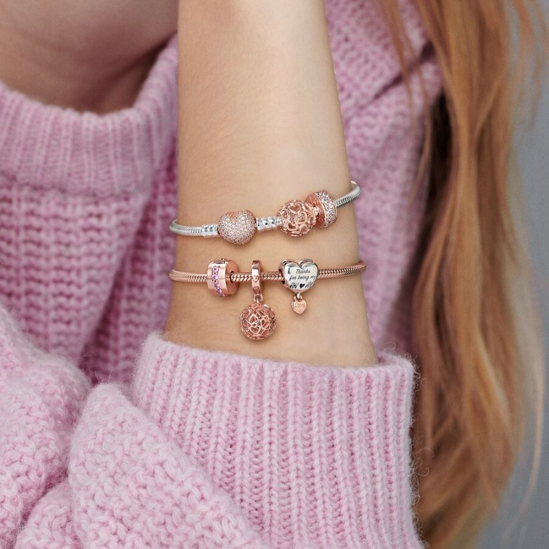 Rose Gold Plated Pandora Moments Snake Charm Bracelets | STNH14567