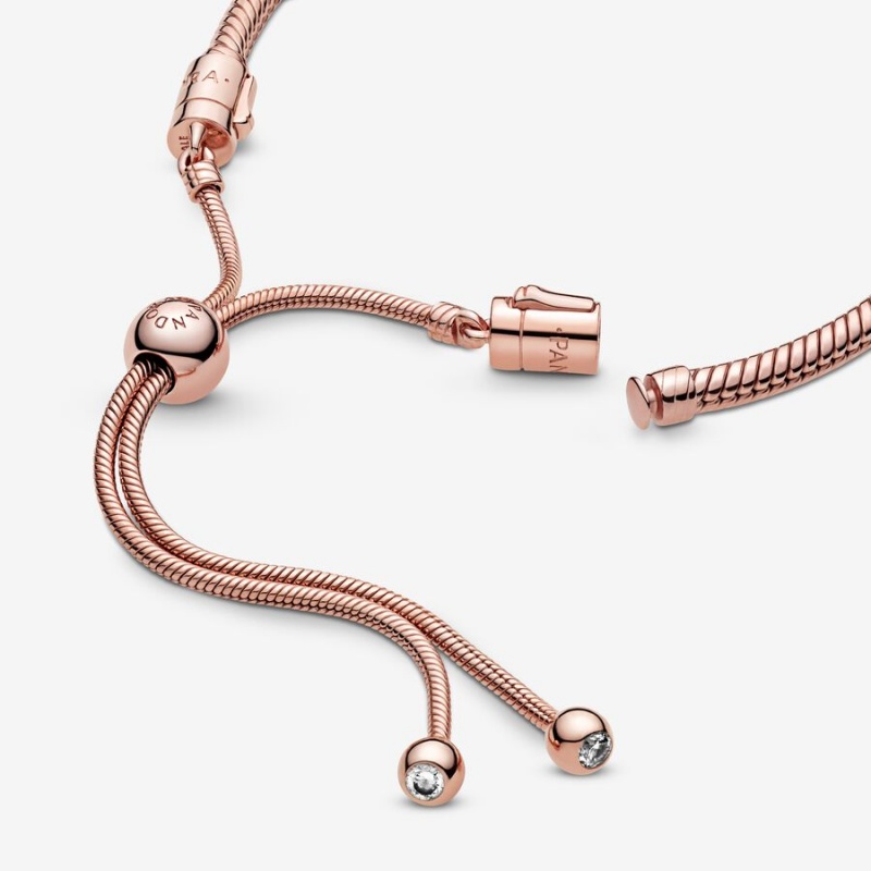 Rose Gold Plated Pandora Moments Snake Slider Charm Holders | EZFD89542