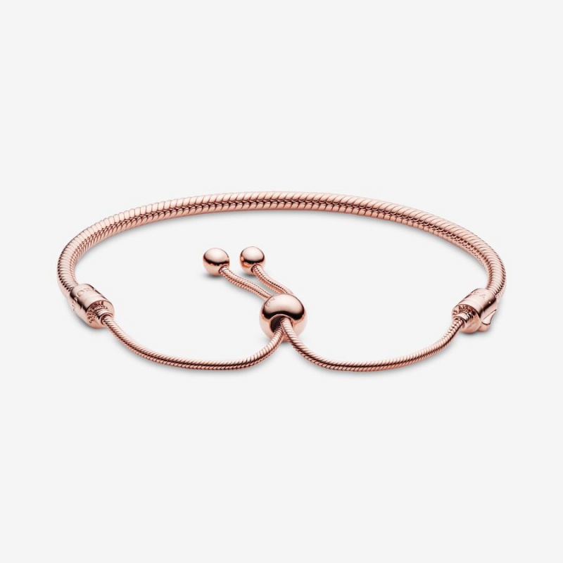 Rose Gold Plated Pandora Moments Snake Slider Sliding Bracelets | LREZ69385