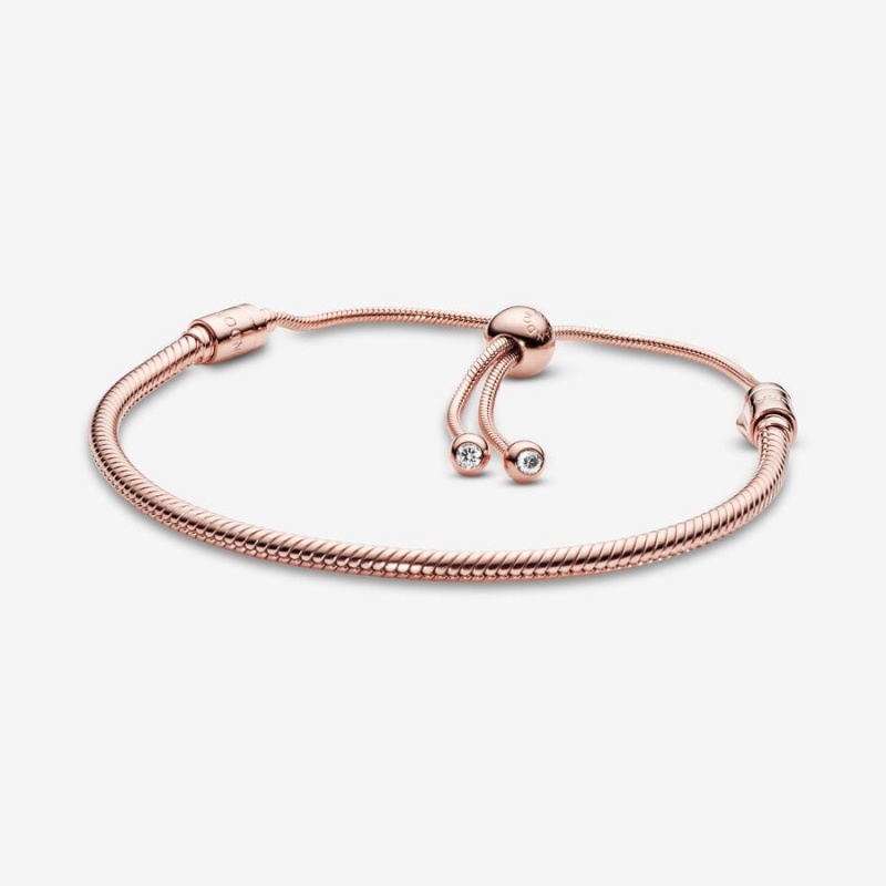 Rose Gold Plated Pandora Moments Snake Slider Sliding Bracelets | LREZ69385