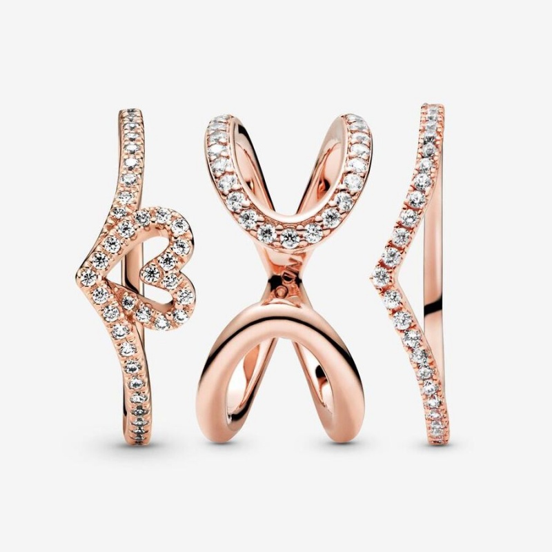 Rose Gold Plated Pandora Pandora ME Pavé Pinky Rings | UHKD10347