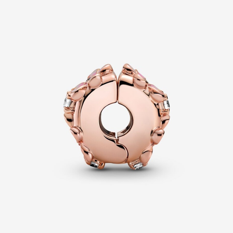 Rose Gold Plated Pandora Pink Daisy Spacer Clip Clips | IEYO83196