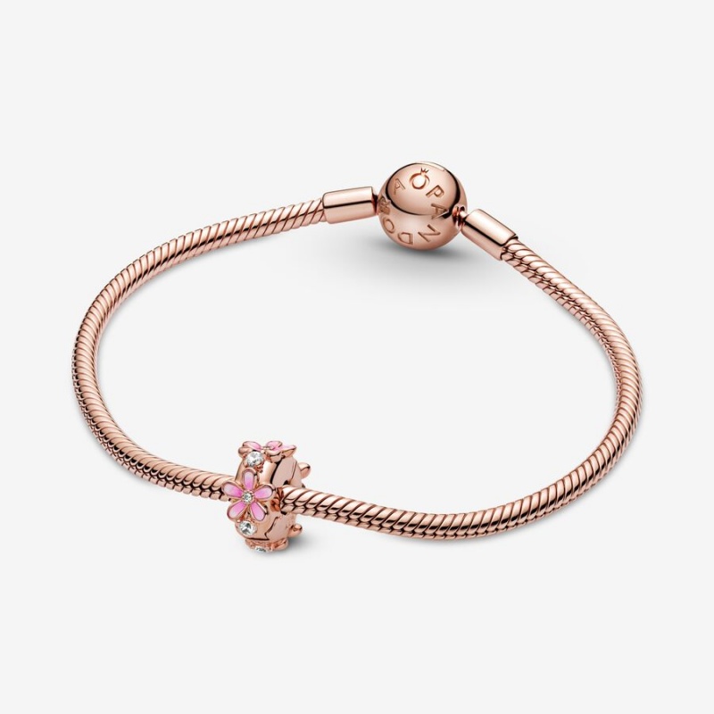 Rose Gold Plated Pandora Pink Daisy Spacer Clip Clips | IEYO83196