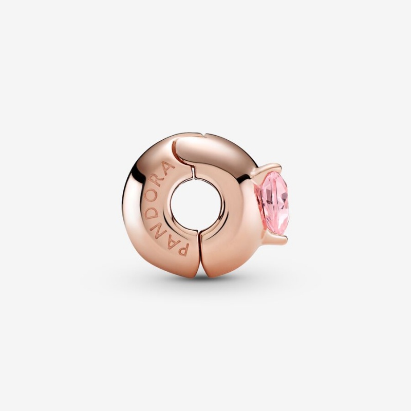 Rose Gold Plated Pandora Pink Heart Solitaire Clip Clips | YZER96825