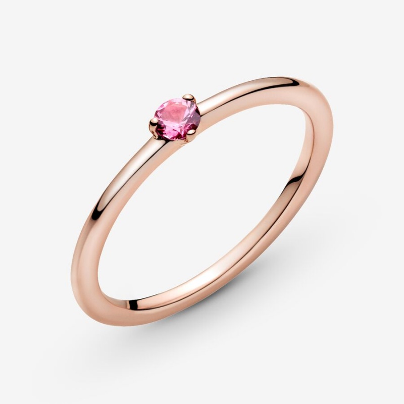 Rose Gold Plated Pandora Pink Solitaire Halo & Solitaire Rings | WLXO76813