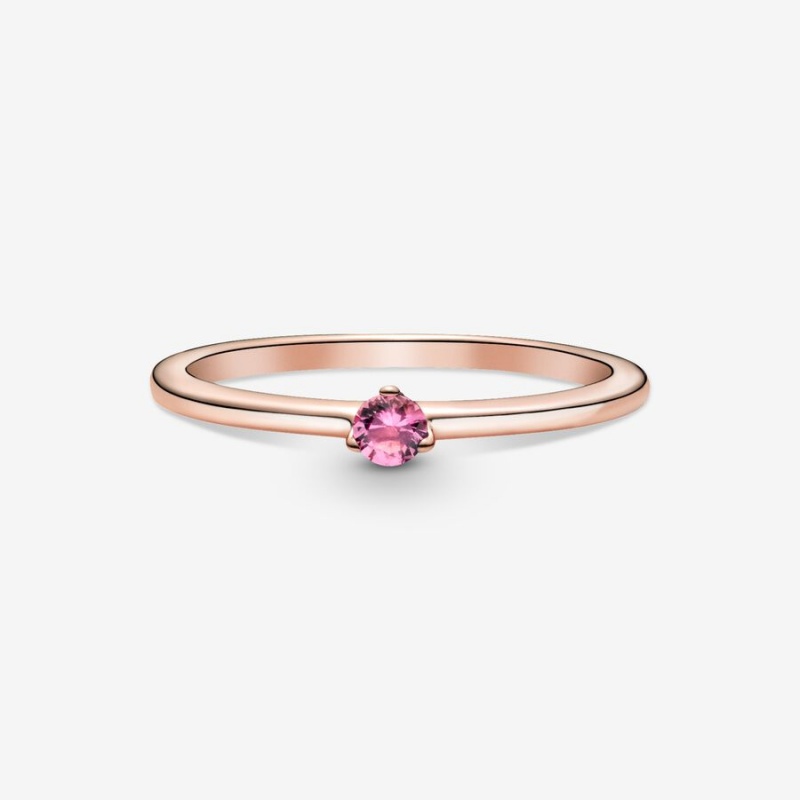 Rose Gold Plated Pandora Pink Solitaire Halo & Solitaire Rings | WLXO76813