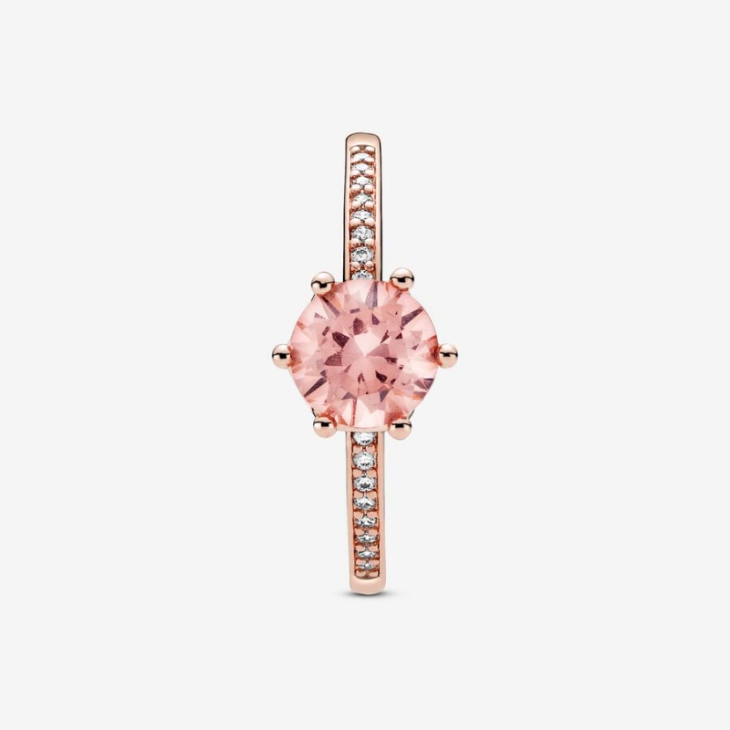 Rose Gold Plated Pandora Pink Sparkling Crown Solitaire Halo & Solitaire Rings | AOKI17382