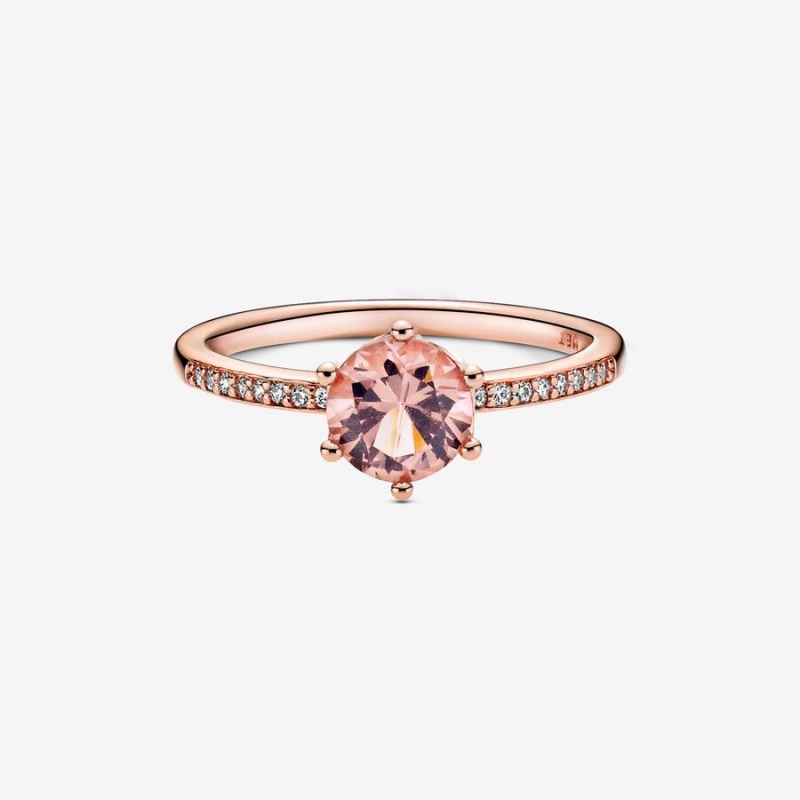 Rose Gold Plated Pandora Pink Sparkling Crown Solitaire Halo & Solitaire Rings | AOKI17382