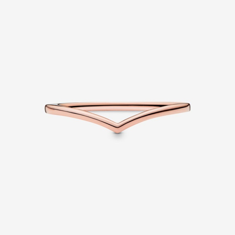 Rose Gold Plated Pandora Polished Wishbone Stackable Rings | DLXY46187