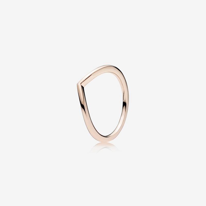 Rose Gold Plated Pandora Polished Wishbone Stackable Rings | DLXY46187