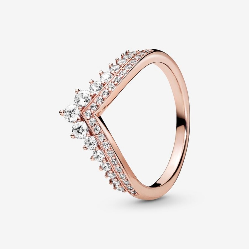 Rose Gold Plated Pandora Princess Wishbone Pinky Rings | KDXF49617