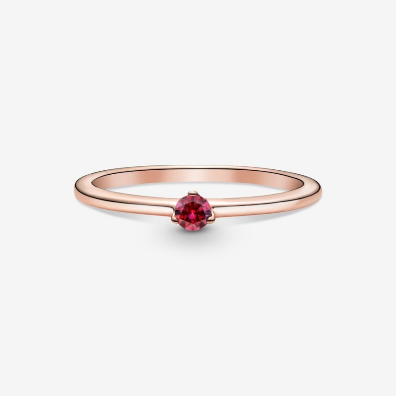 Rose Gold Plated Pandora Red Solitaire Halo & Solitaire Rings | BRMT08495