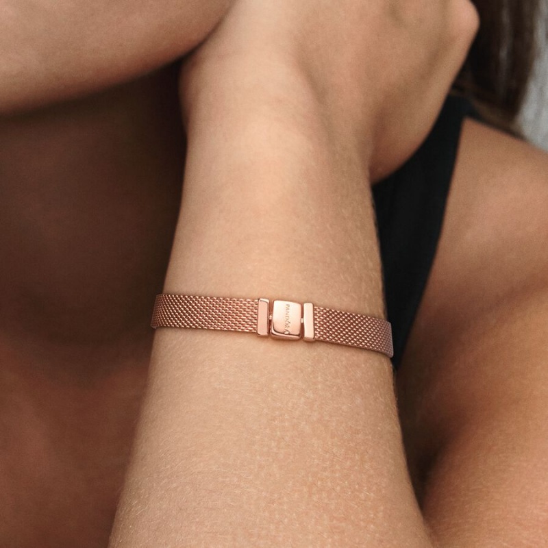 Rose Gold Plated Pandora Reflexions™ Mesh Charm Bracelets | PTFI06283