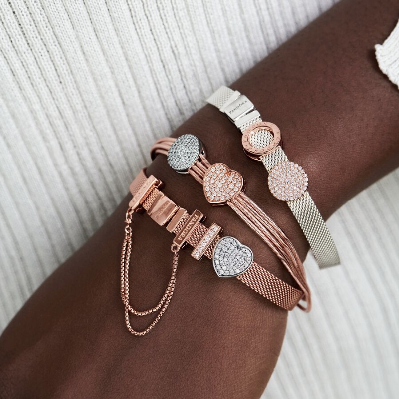 Rose Gold Plated Pandora Reflexions™ Mesh Charm Bracelets | PTFI06283