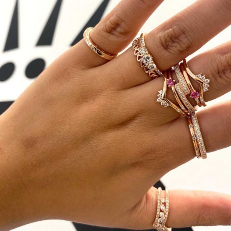 Rose Gold Plated Pandora Ring Sets | RQZX72593