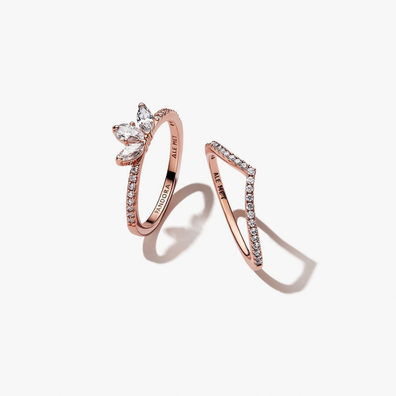 Rose Gold Plated Pandora Ring Sets | UTEN48351