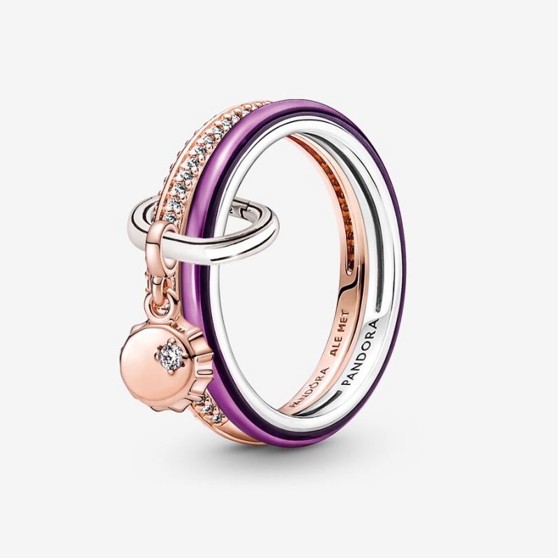 Rose Gold Plated Pandora Ring Sets | VXEP90673