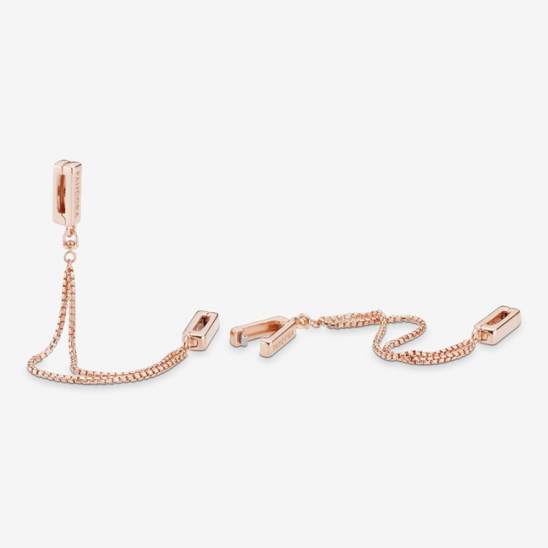 Rose Gold Plated Pandora Safety Clip Safety Chains | OPFA62971