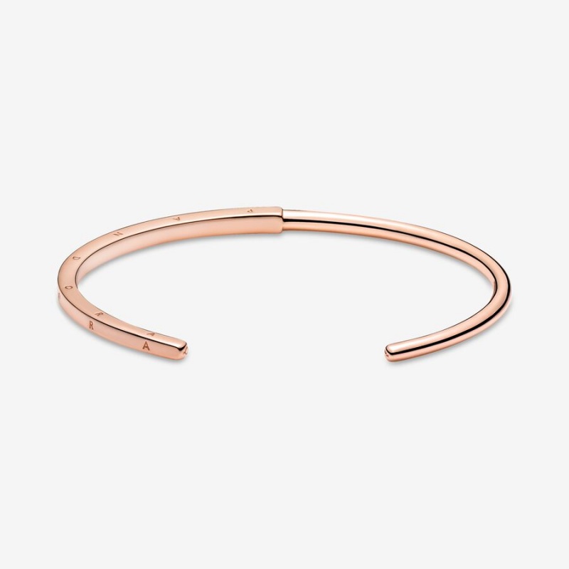 Rose Gold Plated Pandora Signature I-D Open Bangle Bangles | SDEY86951