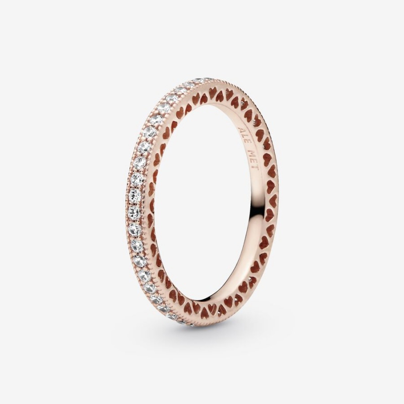 Rose Gold Plated Pandora Sparkle Band Rings | VIUB67851