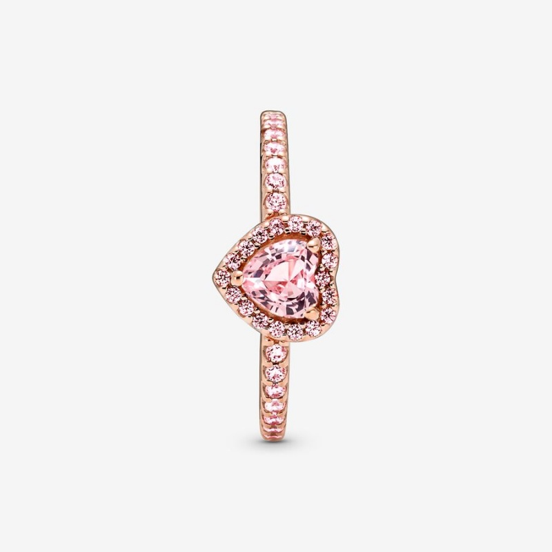 Rose Gold Plated Pandora Sparkling Elevated Heart & Promise Rings | JQWC65140