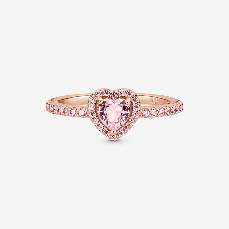 Rose Gold Plated Pandora Sparkling Elevated Heart & Promise Rings | JQWC65140