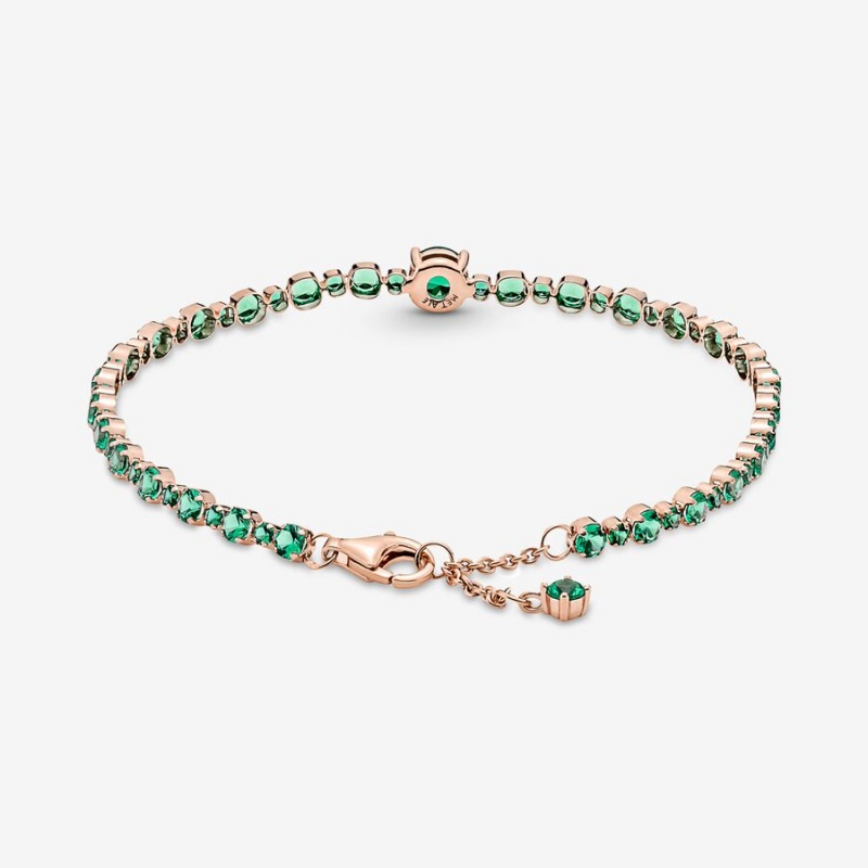 Rose Gold Plated Pandora Sparkling Pavé Tennis Non-charm Bracelets | BRNA47862