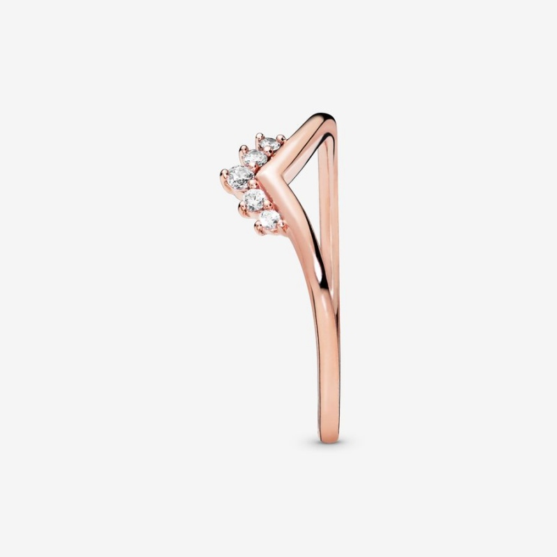 Rose Gold Plated Pandora Tiara Wishbone Heart & Promise Rings | TAIN94638