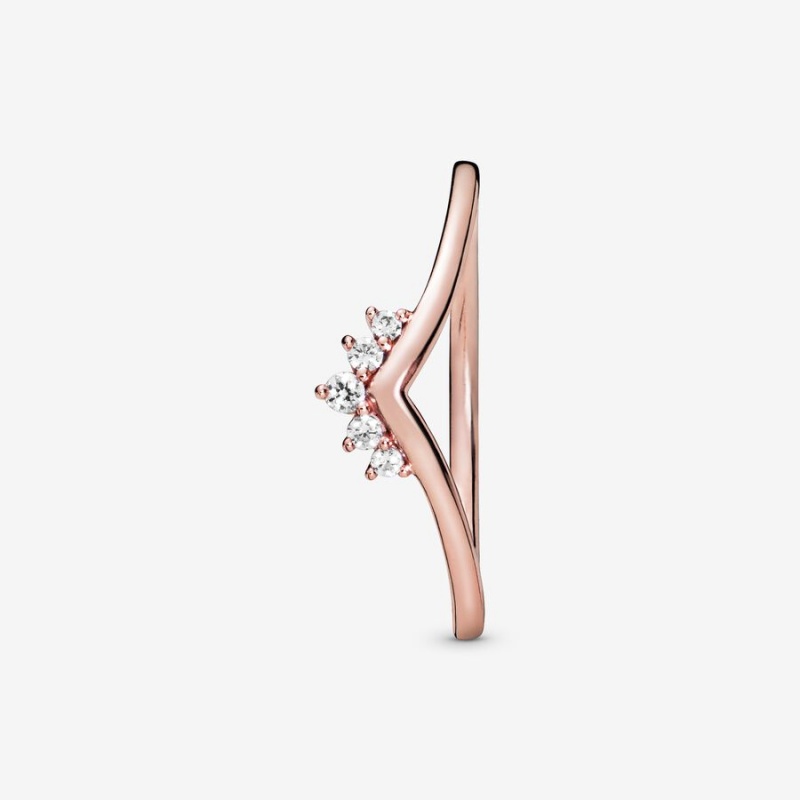 Rose Gold Plated Pandora Tiara Wishbone Heart & Promise Rings | TAIN94638