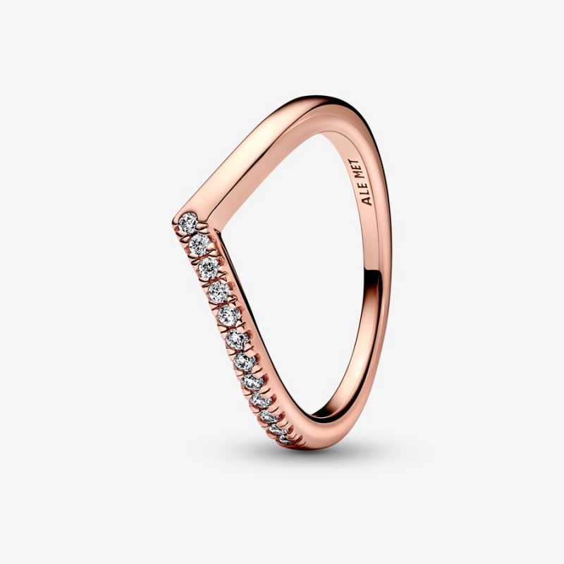 Rose Gold Plated Pandora Timeless Wish Half Sparkling Stackable Rings | GVOF03682