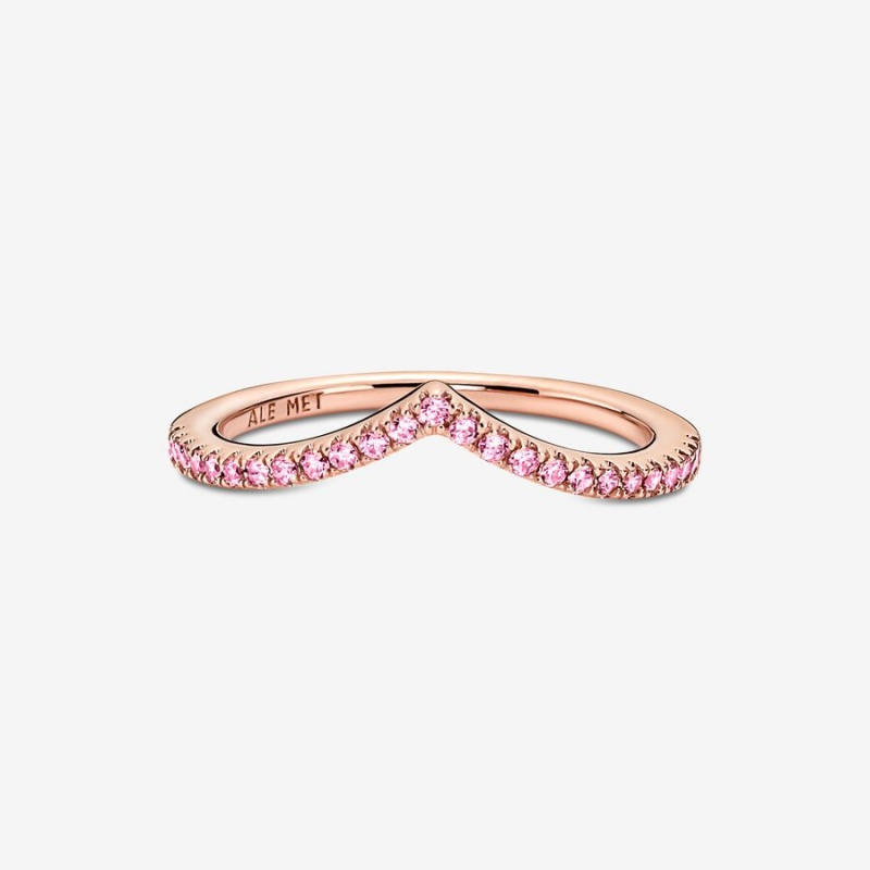 Rose Gold Plated Pandora Timeless Wish Sparkling Pink Stackable Rings | UQOC28341