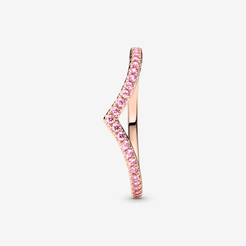 Rose Gold Plated Pandora Timeless Wish Sparkling Pink Stackable Rings | UQOC28341