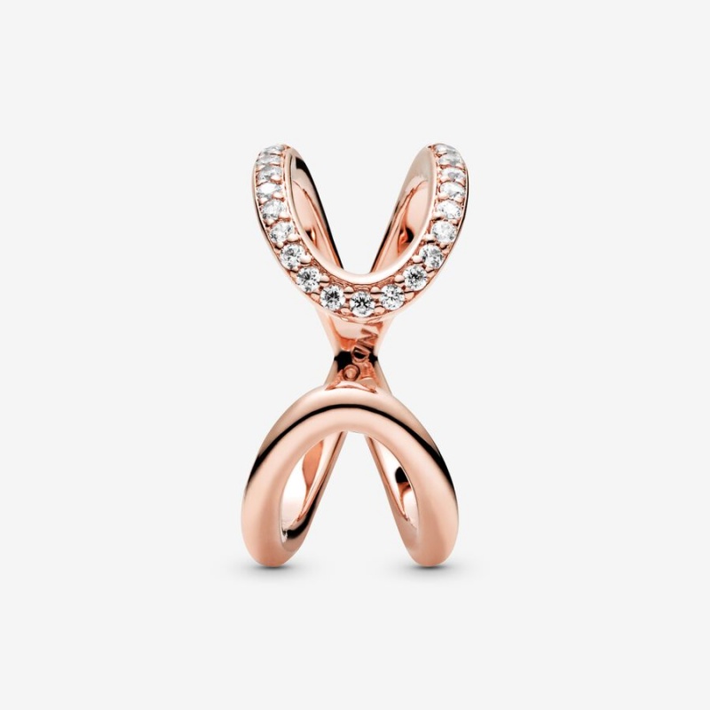 Rose Gold Plated Pandora Wrapped Open Infinity Statement Rings | DKHV93708