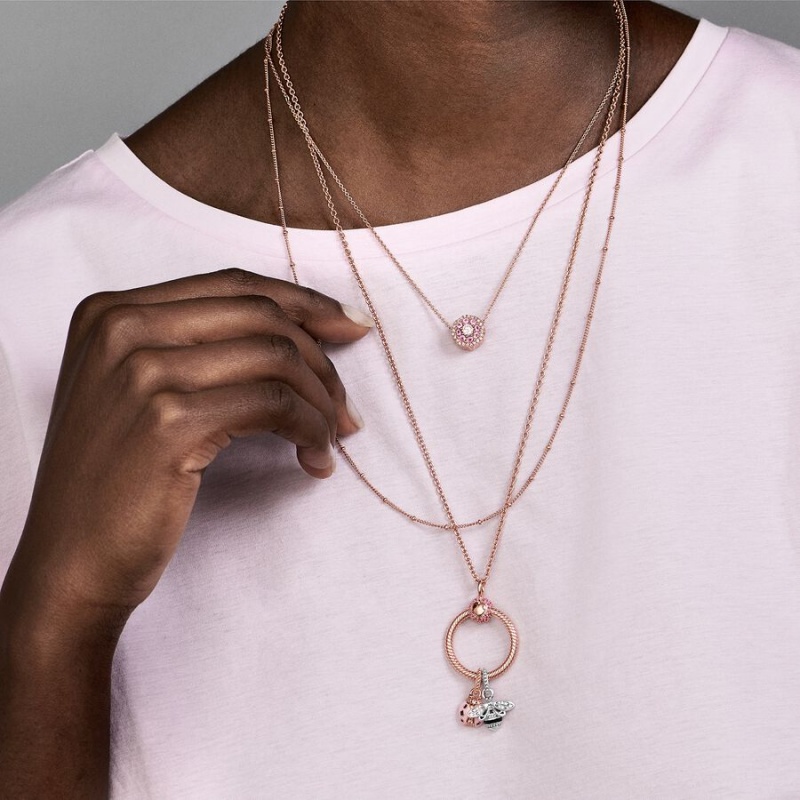 Rose Gold-plated Pandora Beaded Chain Necklaces | KBCV84537