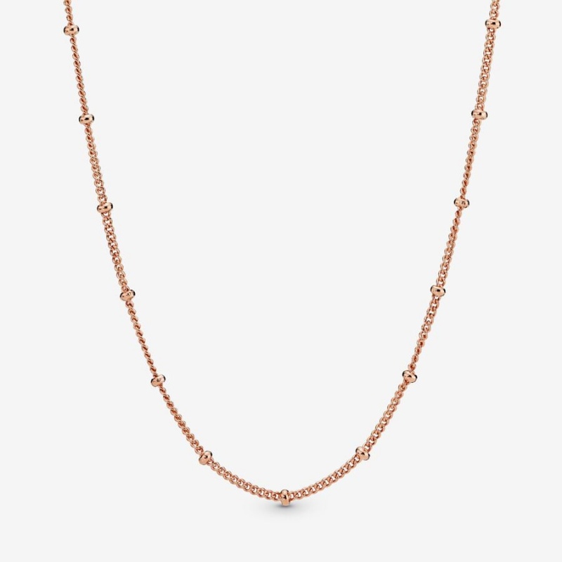 Rose Gold-plated Pandora Beaded Chain Necklaces | KBCV84537