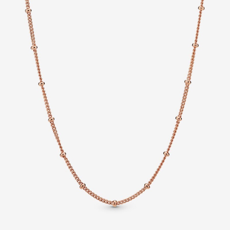 Rose Gold-plated Pandora Beaded Chain Necklaces | KBCV84537