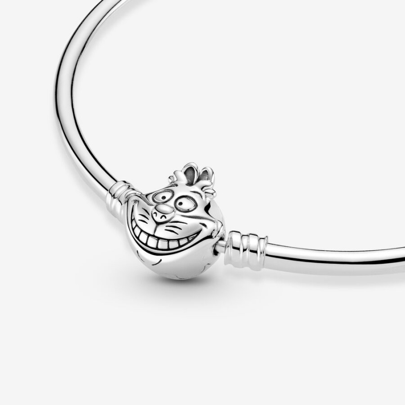 Sterling Silver Pandora Alice in Wonderland Cheshire Cat Clasp Moments Bangle Charm Holders | OASF51394