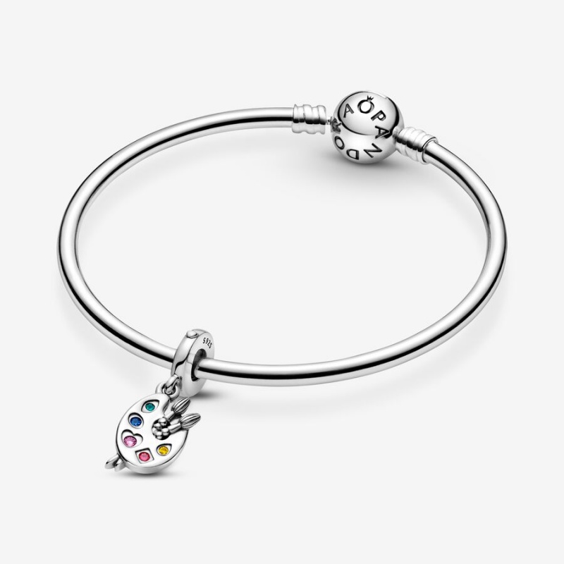 Sterling Silver Pandora Artist's Palette Dangle Dangle Charms | LVUS23956