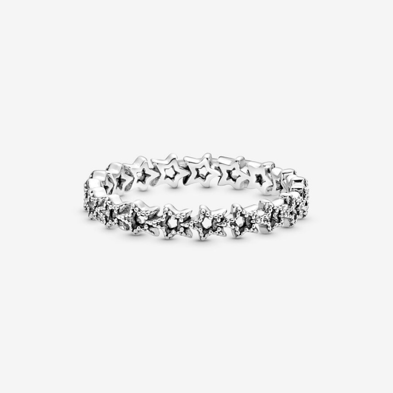 Sterling Silver Pandora Band of Asymmetric Stars Band Rings | JEVG46291