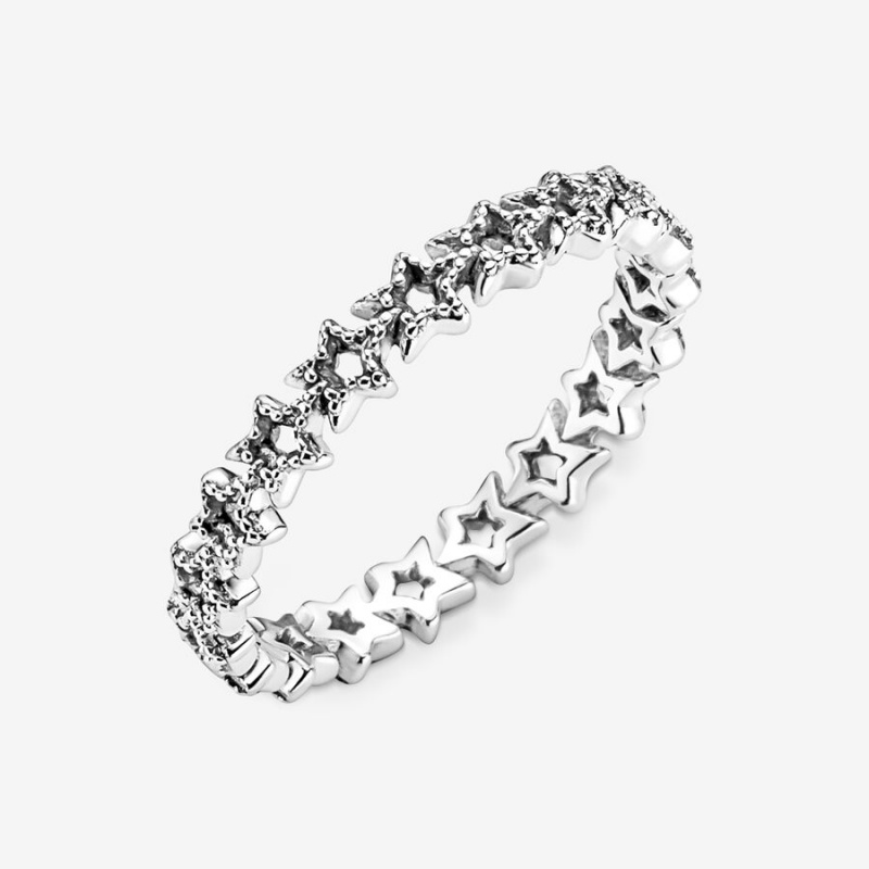 Sterling Silver Pandora Band of Asymmetric Stars Band Rings | JEVG46291