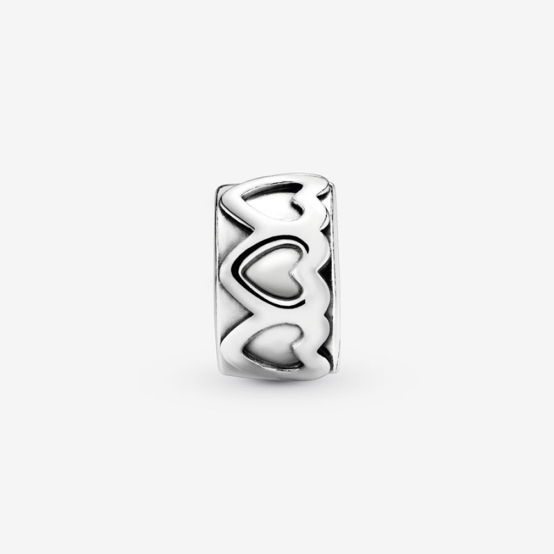 Sterling Silver Pandora Band of Hearts Clip Clips | ETYG63027