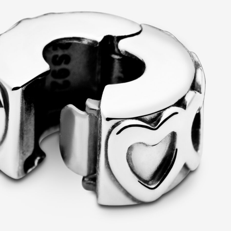 Sterling Silver Pandora Band of Hearts Clip Clips | ETYG63027