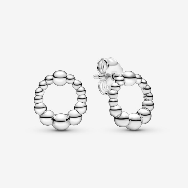 Sterling Silver Pandora Beaded Circles Stud Earrings | BHXC97308