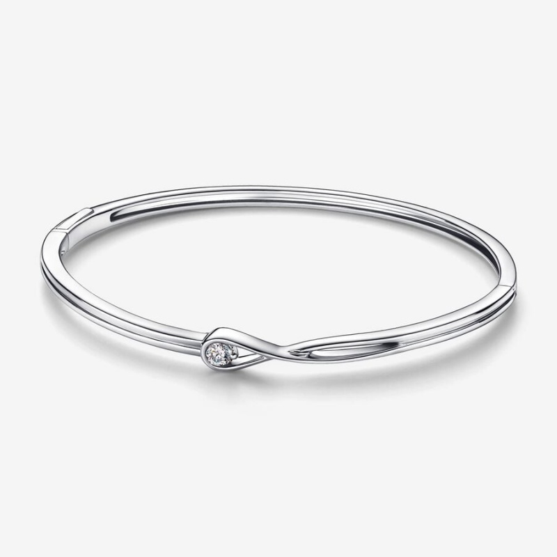 Sterling Silver Pandora Brilliance 0.15 ct tw Bangle Bracelets | GXCO17863